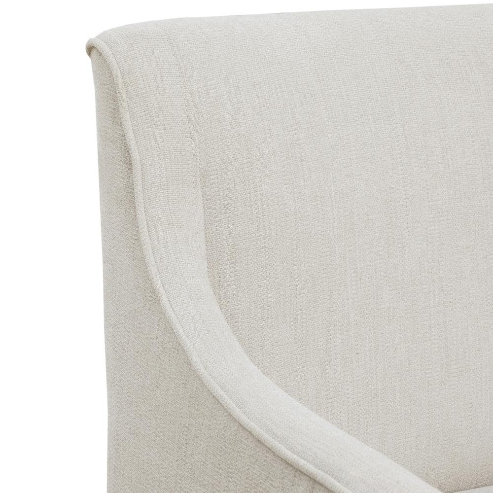 Cream Upholstered High Back Dining Arm Chair with Casters