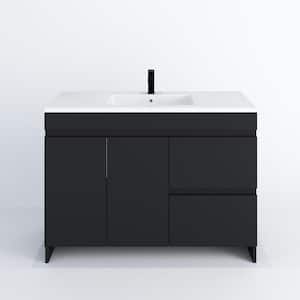 Mace 48 in. W x 20 D x 35 in. H 1-Sink Bath Vanity Right Side-Drawers Matte Black with Acrylic Integrated Countertop