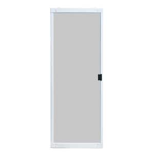 30 in. x 80 in. Adjustable Fit White Metal Sliding Patio Screen Door