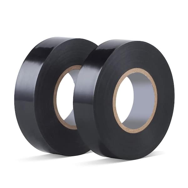 3/4 in. x 65 ft. Electrical Insulation Tape Black 2-Pack Flame Retardant Waterproof PVC for All Weather Under 600V