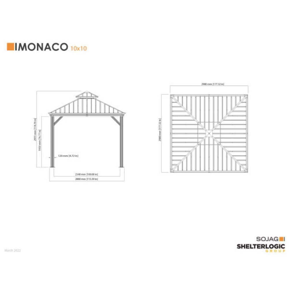 Monaco Champagne 10 ft. x 10 ft. Aluminum and Steel Gazebo