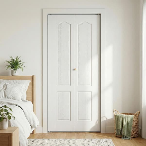 GOLDENPOLEY 36 in. x 78.4 in. 2 Panel Roman Round Top Hollow Core
