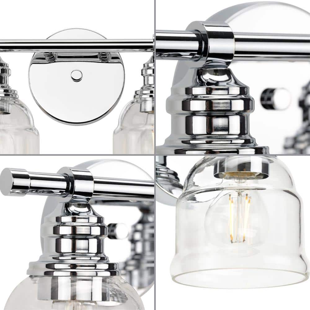 Ambrose 2-Light Polished Chrome Wall Sconce with Clear Glass Shades