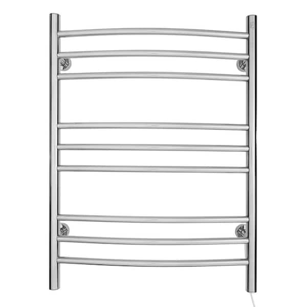 WarmlyYours Riviera 32 in. 9-Bars 120-Volt Plug-In and Hardwired Towel Warmer in Polished Stainless Steel