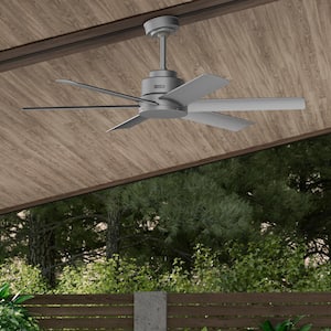 Kennicott 52 in. Outdoor Matte Silver Ceiling Fan with Wall Control For Patios or Bedrooms