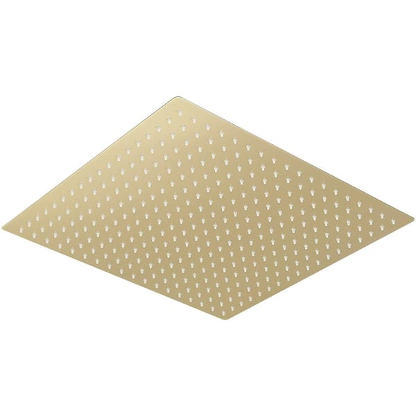 BWE 1-Spray Patterns 16 in. Single Wall Mount & Ceiling Mount Square Rain Fixed Shower Head in Brushed Gold