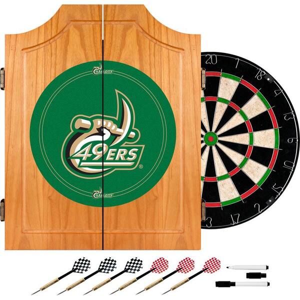 Trademark University of North Carolina Charlotte Wood Finish Dart Cabinet Set
