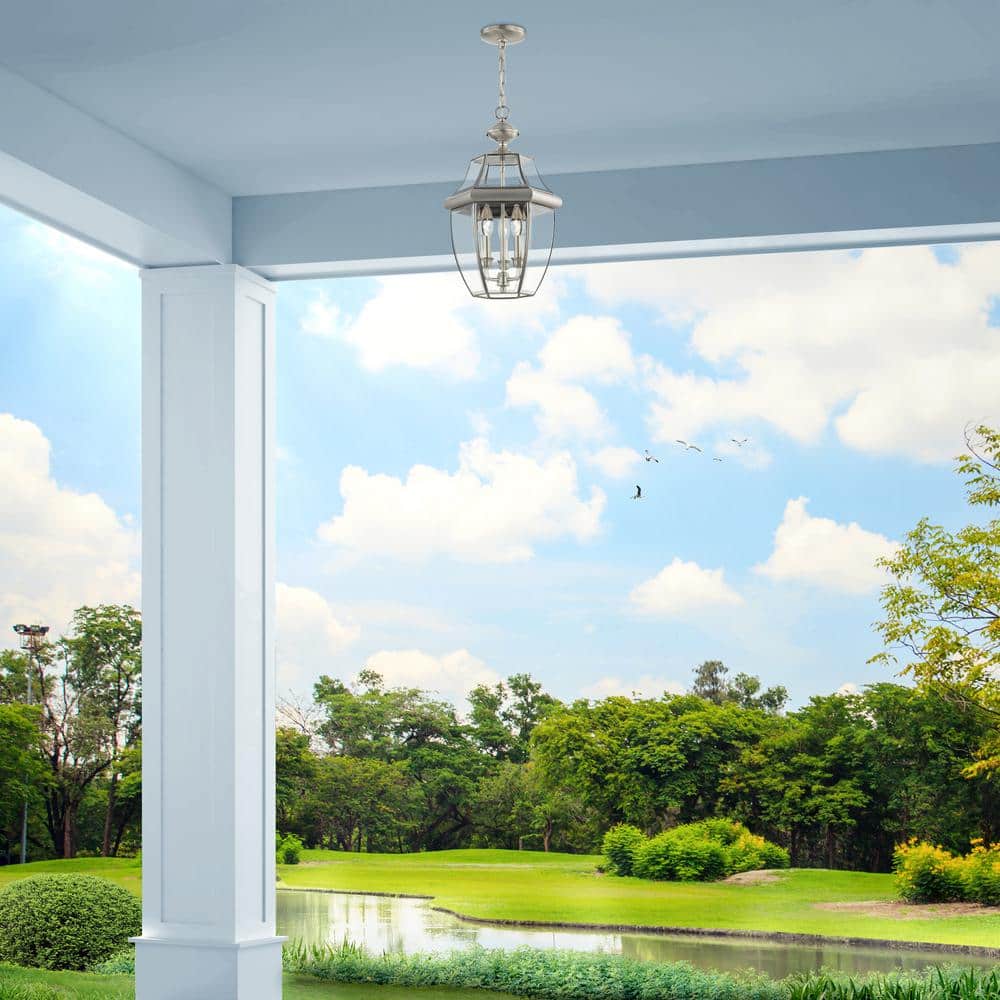 Monterey Brushed Nickel 3-Light Outdoor Pendant Lantern