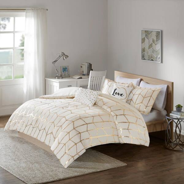 Intelligent Design Khloe 4 Piece Ivory Gold Twin Comforter Set Id10 1507 The Home Depot - Gold Twin Bedding Set Intelligent Design Khloe 4 Piece Ivory Gold Twin Comforter Set Id10 1507 The Home Depot - Gold Twin Bedding Set