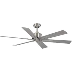 Brazas 56 in. Indoor/Outdoor Brushed Nickel Transitional Ceiling Fan with Remote Included for Living Room