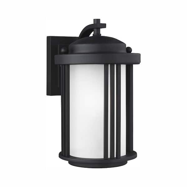 Generation Lighting Crowell 1-Light Black Outdoor 10 in. Wall Lantern Sconce with LED Bulb