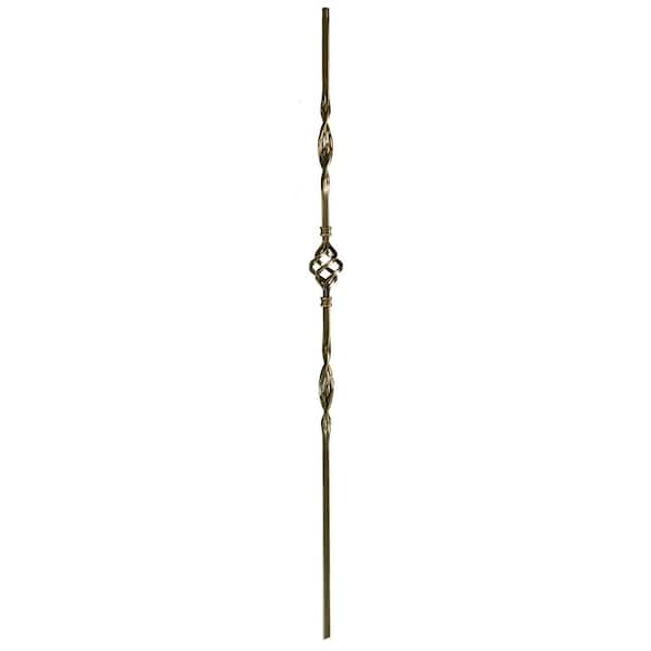 WM Coffman 44 in. x 1/2 in. Oil Rubbed Copper Single Basket with Ribbons Hollow Iron Baluster