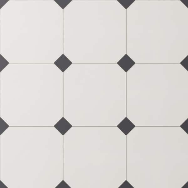 Vaudeville Octagon Nacar with Taco Antracita 8 in. x 8 in. Porcelain Floor and Wall Tile (11.25 sq. ft. /Case)