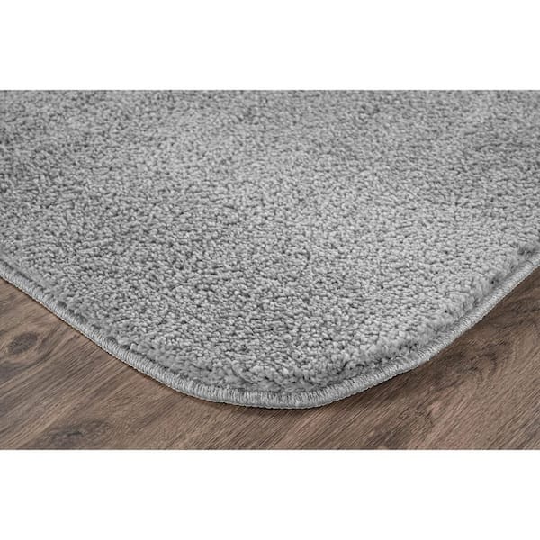 Sedona Silver Gray Solid Color Plush Polypropylene Rectangle 3 Piece Bath Rug Set