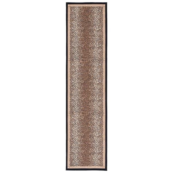 Journey Beige/Black 2 ft. x 9 ft. Machine Washable Animal Print Runner Rug