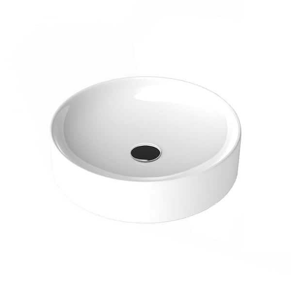 WS Bath Collections Fly 3043 Glossy White Ceramic Round Vessel Sink