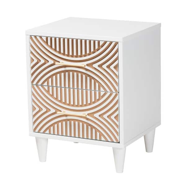 Louetta White and Natural Brown 2-Drawer Nightstand