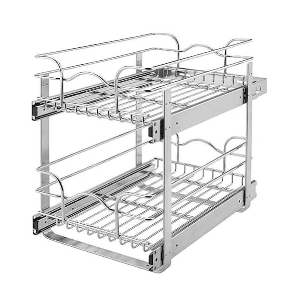 Rev-A-Shelf 19 in. H x 20.75 in. W x 22 in. D 5 Gal. Base Cabinet Pull-Out Chrome 2-Tier Wire Basket