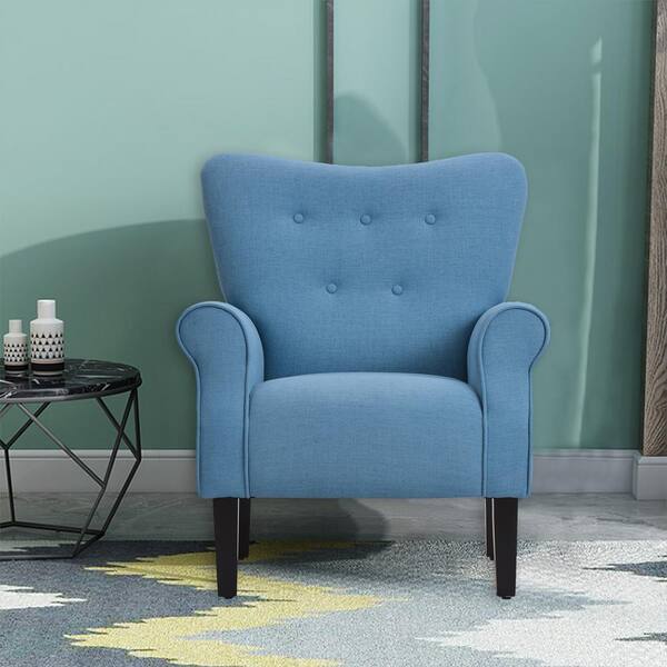 Soft Velvet Material Accent Chair Home Chair with Black Legs in Mint Green