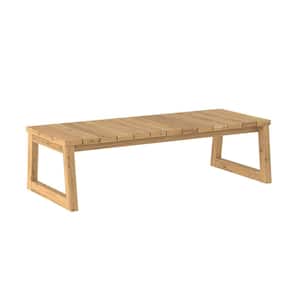 Contemporary Rectangle Heavy Duty Stained Solid Acacia Wood Outdoor Coffee Table in Natural Color with Slatted Top