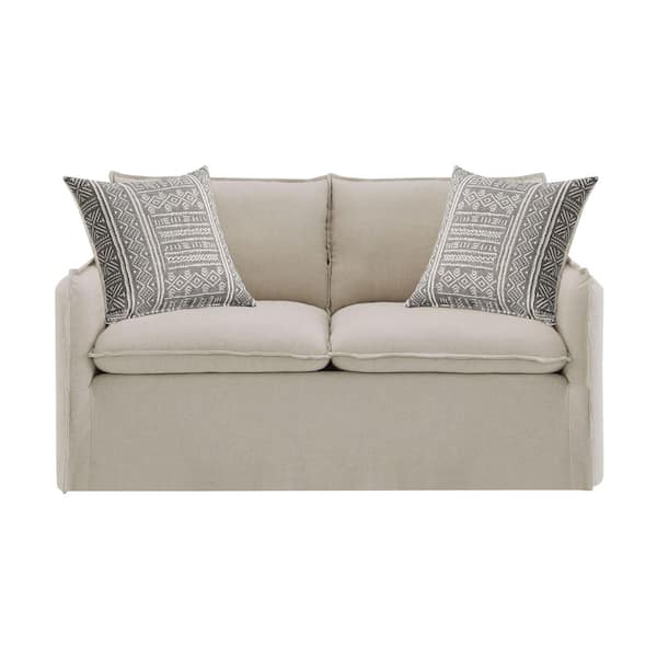 Acme Furniture Upendo 36.2 in. Beige Solid Linen 2 Seat Loveseat with no Additional Feature