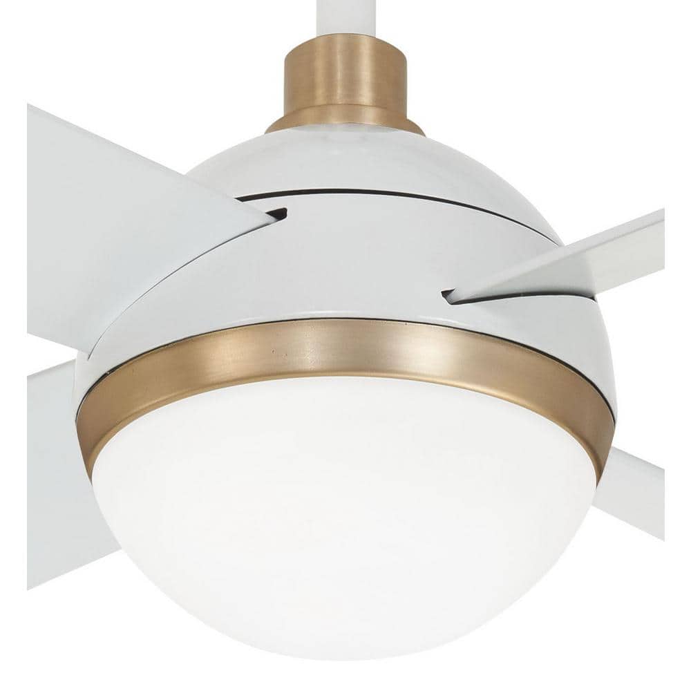 Flat White and Soft Brass 54" Ceiling Fan with LED Light and Remote