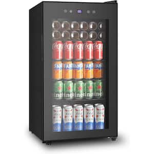 18 in. Single Zone 120 12 oz. Cans Beverage Cooler in Black with LCD Display, Double Glazed Door, 37°F - 65°F