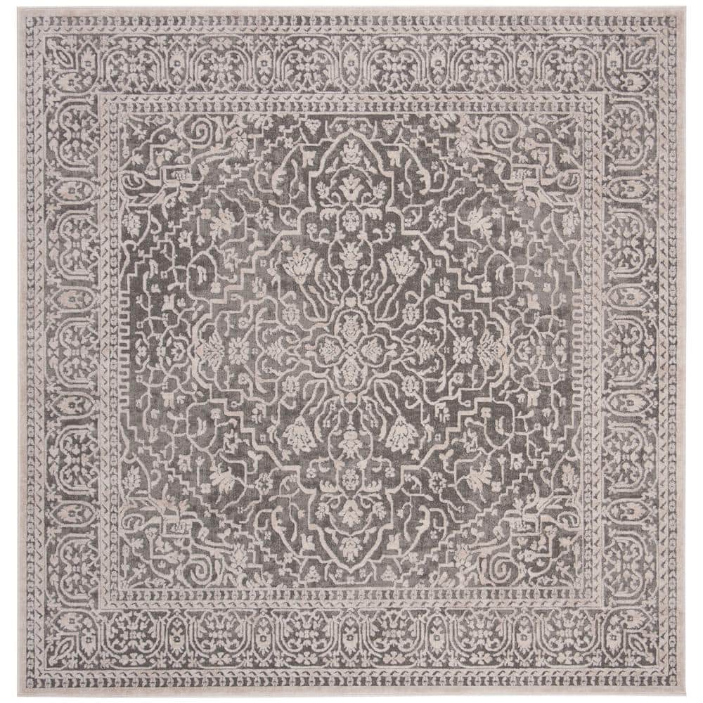 Reflection Dark Gray/Cream 10 ft. x 10 ft. Distressed Floral Square Area Rug price history on PriceWatchPro