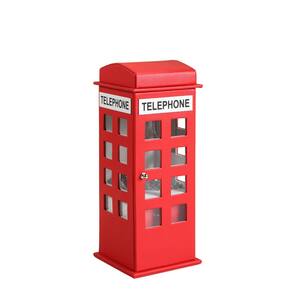 11.5 in. British Telephone Booth Red Leather Jewelry Box