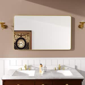 Cosy 60 in. W x 36 in. H Rectangular Framed Wall Bathroom Vanity Mirror in Brass