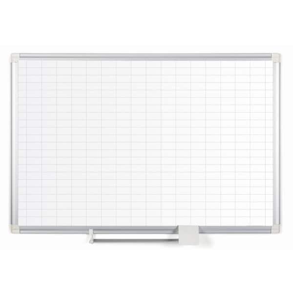 MasterVision GRID PLATINUM PLUS DRY ERASE WITH ACCESSORY, 1 IN. X 2 IN. GRID, 48 IN. X 36 IN., SILVER