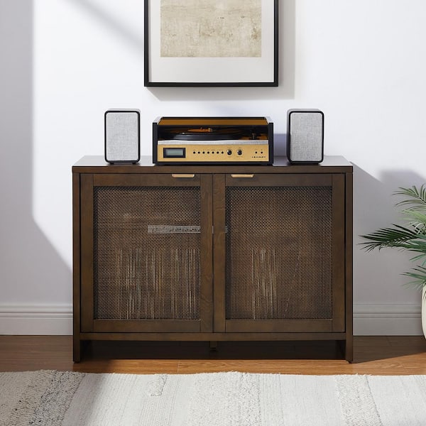 Crosley mid century style media on sale console sideboard records turntable cabinet mahogany