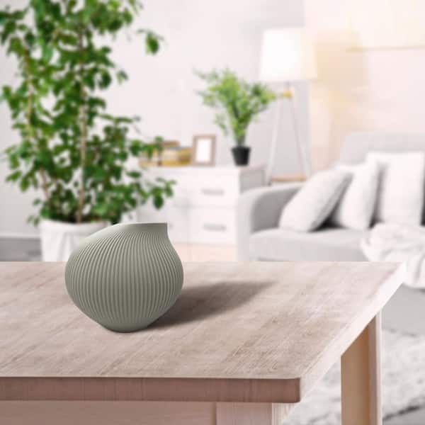 castellousa White 7 in. Wide Modern Ceramic Round Vase for Flowers