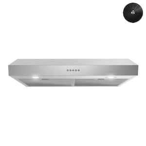 30 in. 165 CFM Ardea Convertible Under Cabinet Range Hood in Brushed Steel, Mesh Filters,Push Button Control, LED Lights