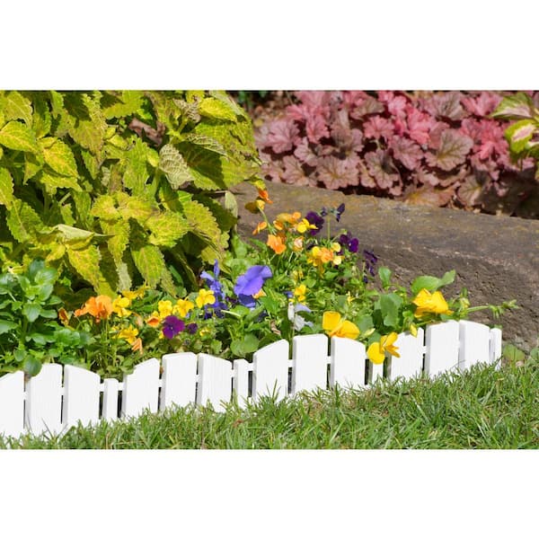 Proflex 15 Ft X 4 5 In White Decorative Adirondack No Dig Plastic Landscape Edging Kit 3600wt 15c 6 The Home Depot