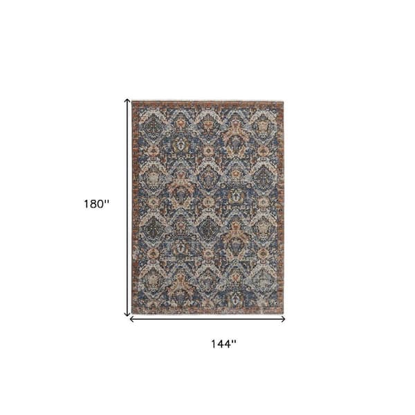 2 ft. x 8 ft. Blue, Orange Floral Area Rug