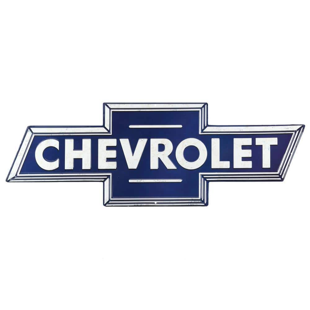 Open Road Brands Chevrolet Blue Embossed Tin Decorative Sign 40032