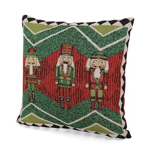 Watts Nutcrackers Jacquard Fabric 18 in. x 18 in. Christmas Throw Pillow Cover