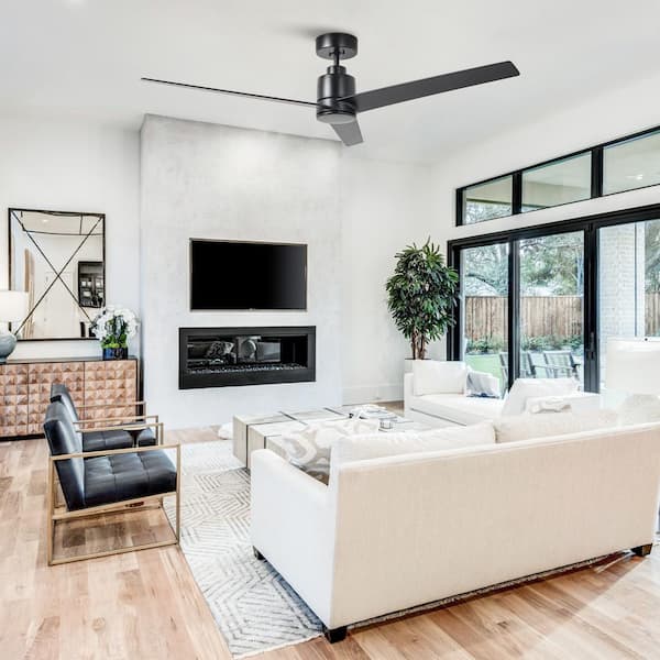 54 in. Indoor Modern Barbeque Black Downrod 6-Speed DC Motor Ceiling Fan with Remote Control