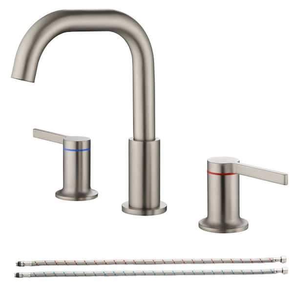UKISHIRO Viki 8 in. Widespread 2-Handle Bathroom Faucet in Spot Defense Brushed Nickel