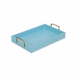 Amelia 15.75 in. W x 3 in. H x 10 in. D Rectangle Blue MDF Dinnerware and Serving Storage