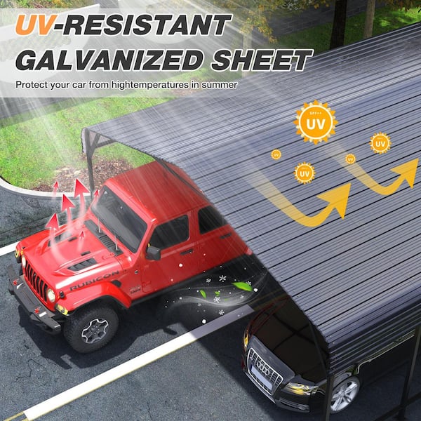 VIWAT 20 ft. W x 30 ft. D Metal Carport, Car Canopy and Shelter