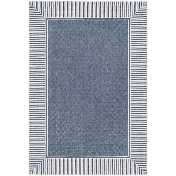 Livabliss Felix Navy 5 ft. 3 in. x 7 ft. 6 in. Solid Indoor/Outdoor Patio Area Rug