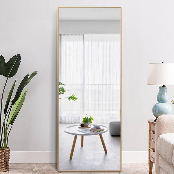 Pexfix 65 In X 22 Gold Modern, White And Gold Leaning Floor Mirror