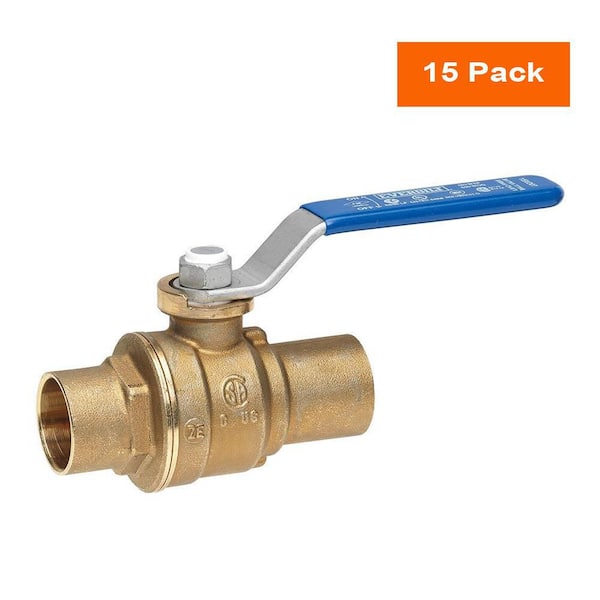 Everbilt 3/4 in. SWT x 3/4 in. SWT Full Port Lead Free Brass Ball Valve (15-Pack)