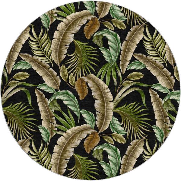 Dream Shag Premium Machine Washable Abstract ADS196 Midnight 8 ft. x 8 ft. Round Rug