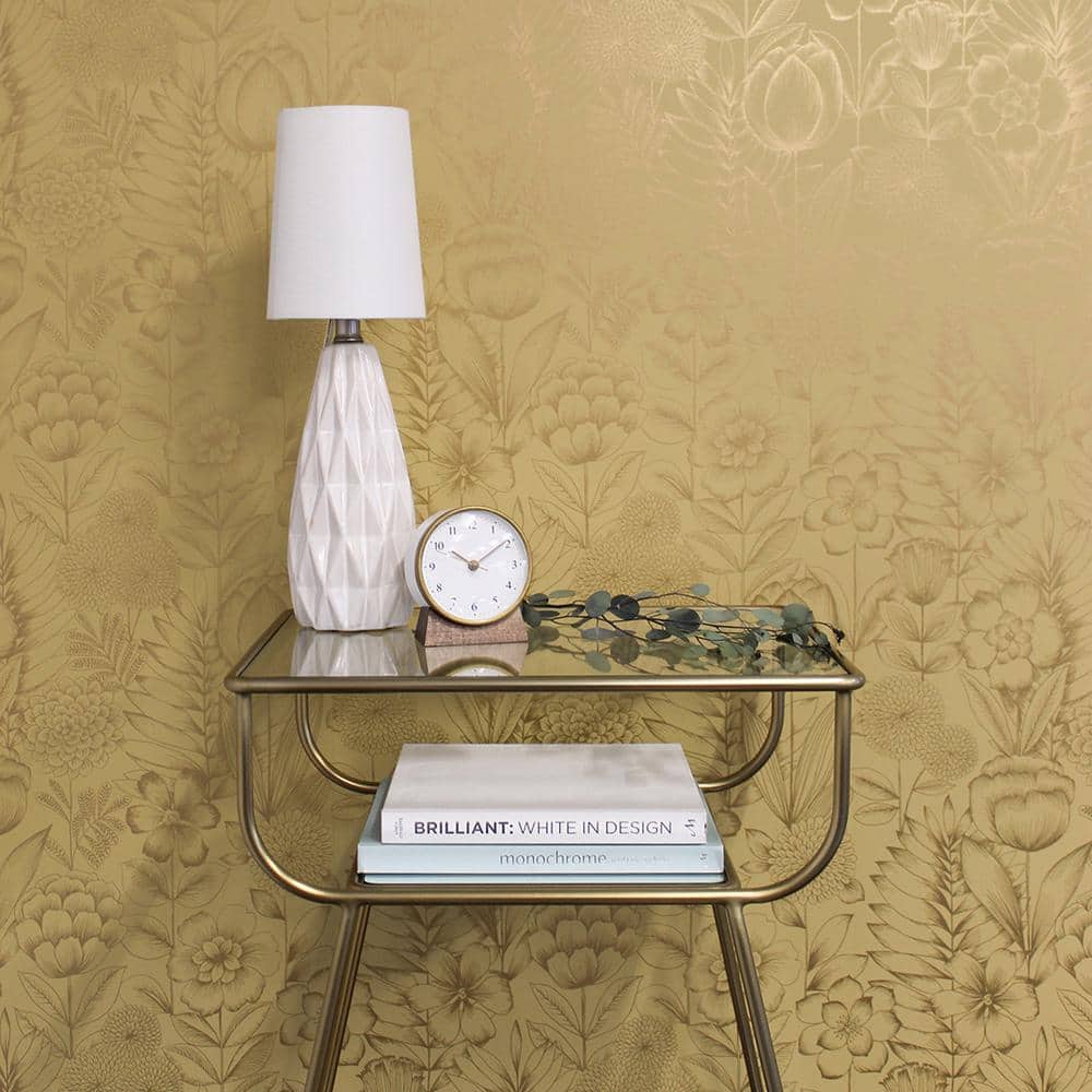Metallic Marigold Floral Self-Adhesive Removable Wallpaper