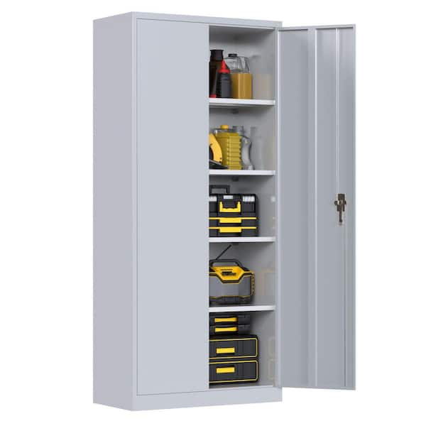 36 in. W x 72 in. H x 18 in. D Metal Garage Storage Freestanding Cabinet with 4-Adjustable shelves in Gray