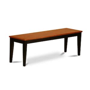 Black and Cherry Finish Dining Bench with Wooden Seat 15 in.