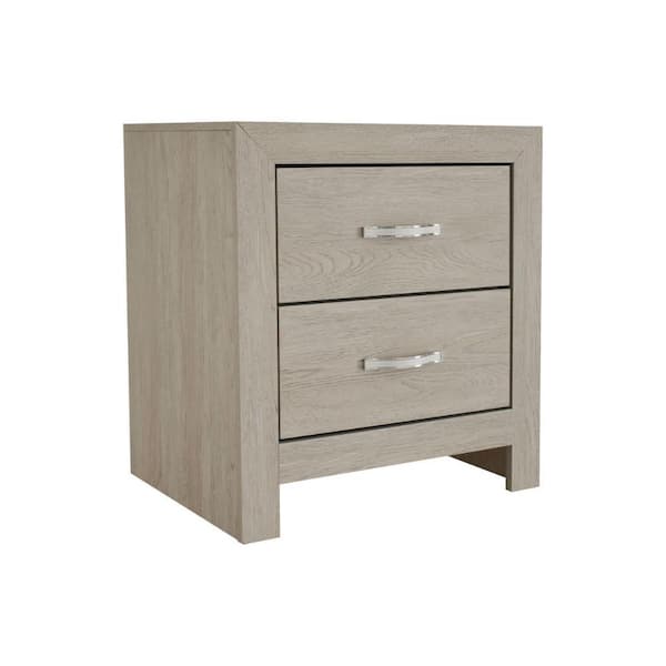 Benjara 21.6 in. Brown and Chrome 2-Drawer Wooden Nightstand